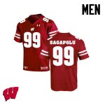 Men's Wisconsin Badgers NCAA #65 Olive Sagapolu Red Authentic Under Armour Stitched College Football Jersey LC31D64YX